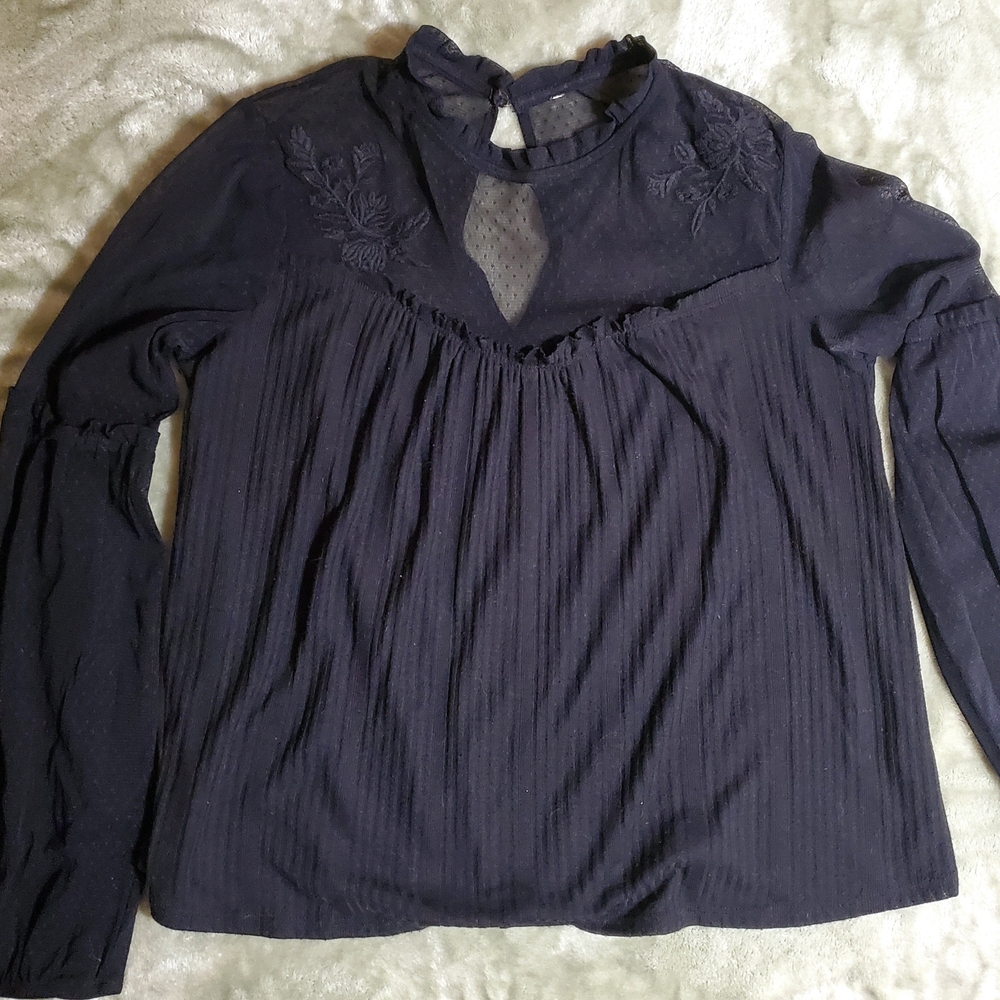 Sheer Black Lace Blouse